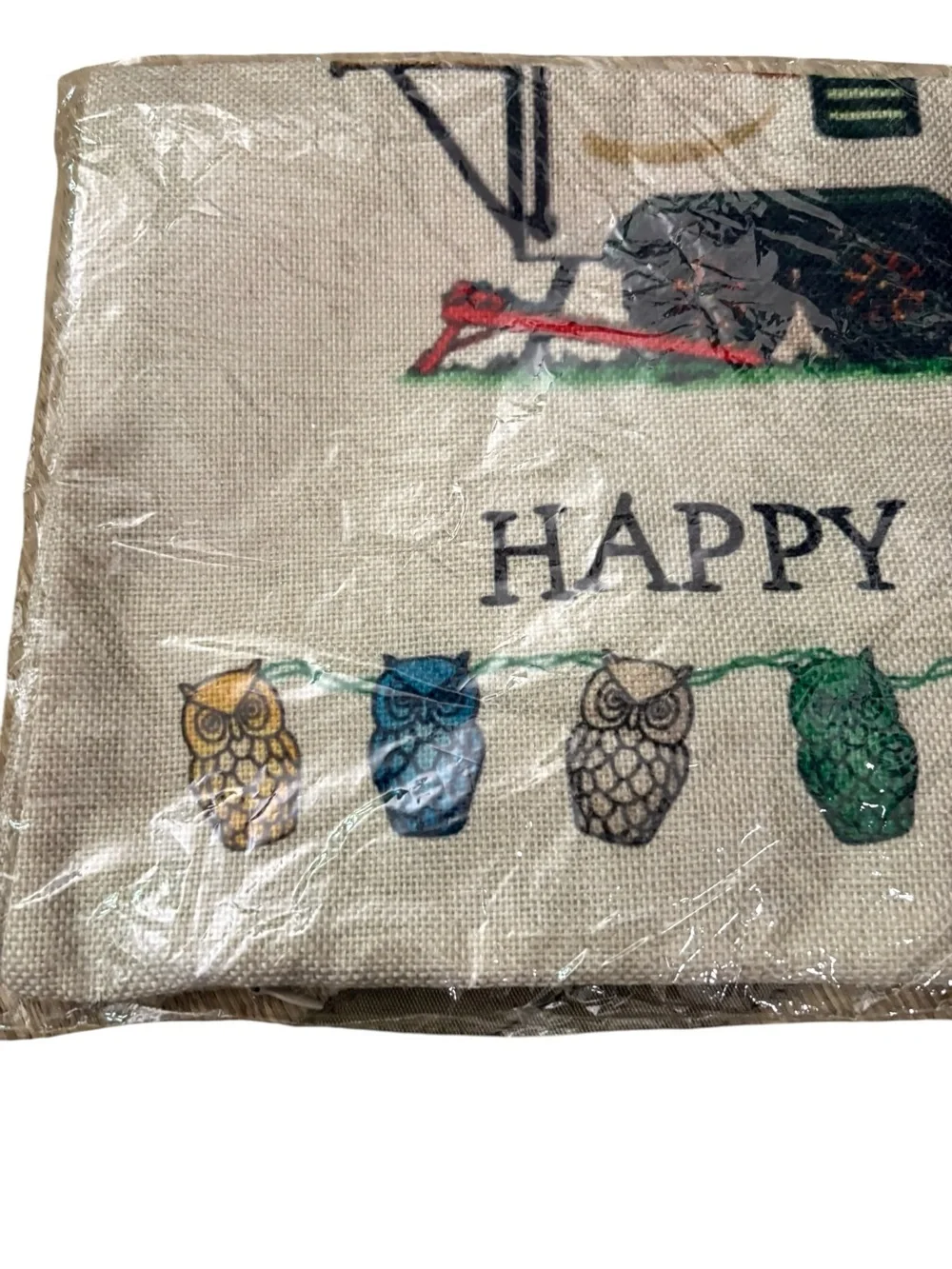 Happy Campers Decorative Throw Pillow - Beige Camper Design